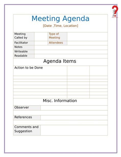 11+ Blank Meeting Agenda Templates – Free Sample, Example Format Download